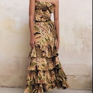 Strapless Ruffle Maxi Dress zara